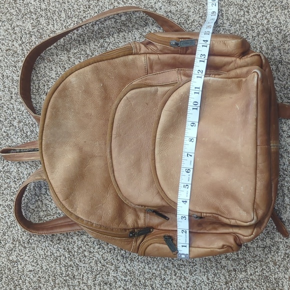 Leather expandable backpack organizer pocket adjustable straps unisex main image 11